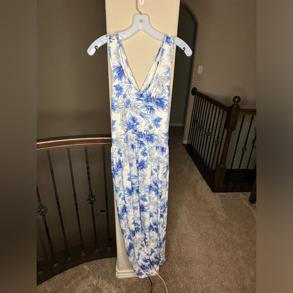 Peach Santorini Dress Blue Print Bamboo Blend NWT Style P1510